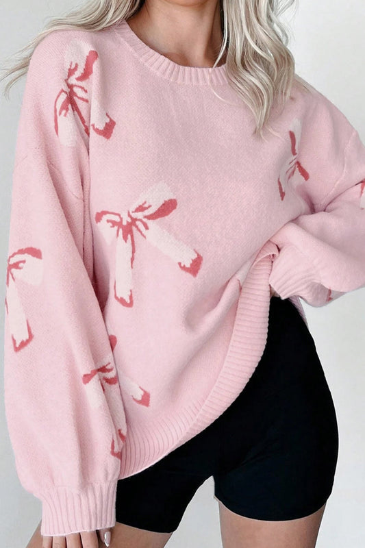 Bow Knot Jacquard Pullover Sweater