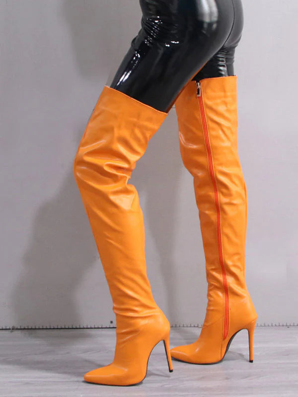 Zip The Knee Leather Boots
