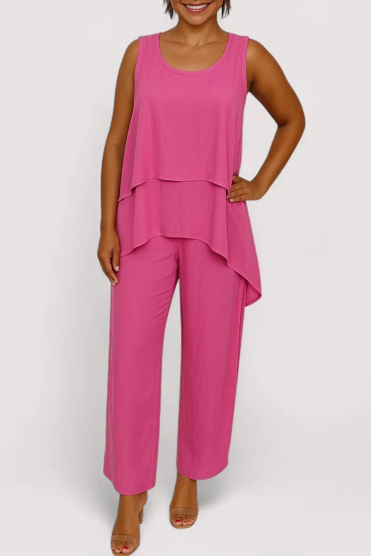 Solid Color Irregular Three-piece Outfit