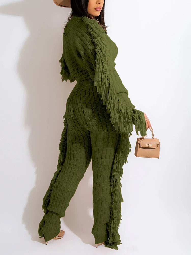 Knitted Tassel Outfit Set