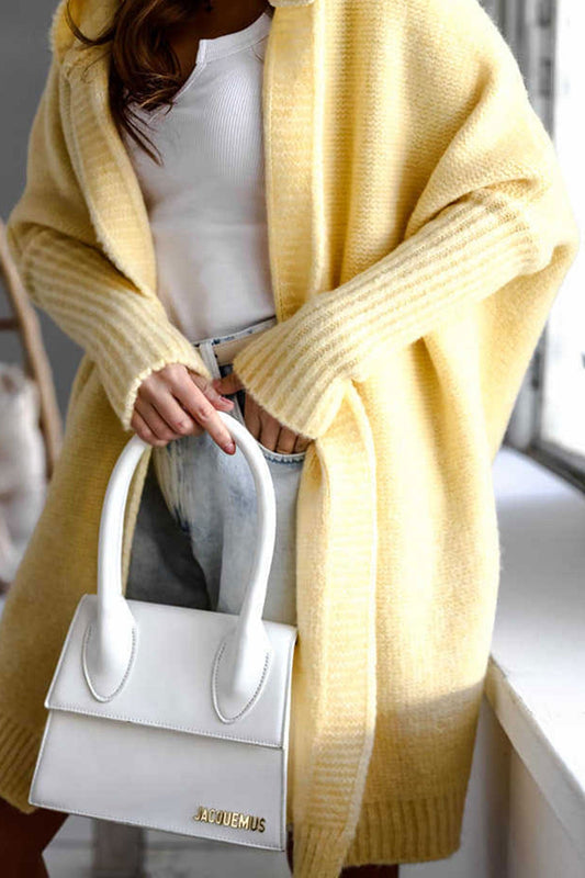 Bat Shaped Hooded Knitted Cardigan
