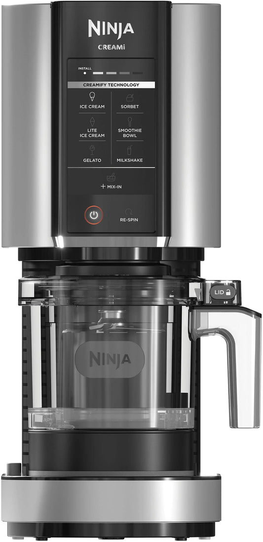 NINJA Creami Ice Cream Maker, 2 Pint Container and Lid Silver Stainless Steel (NC301)