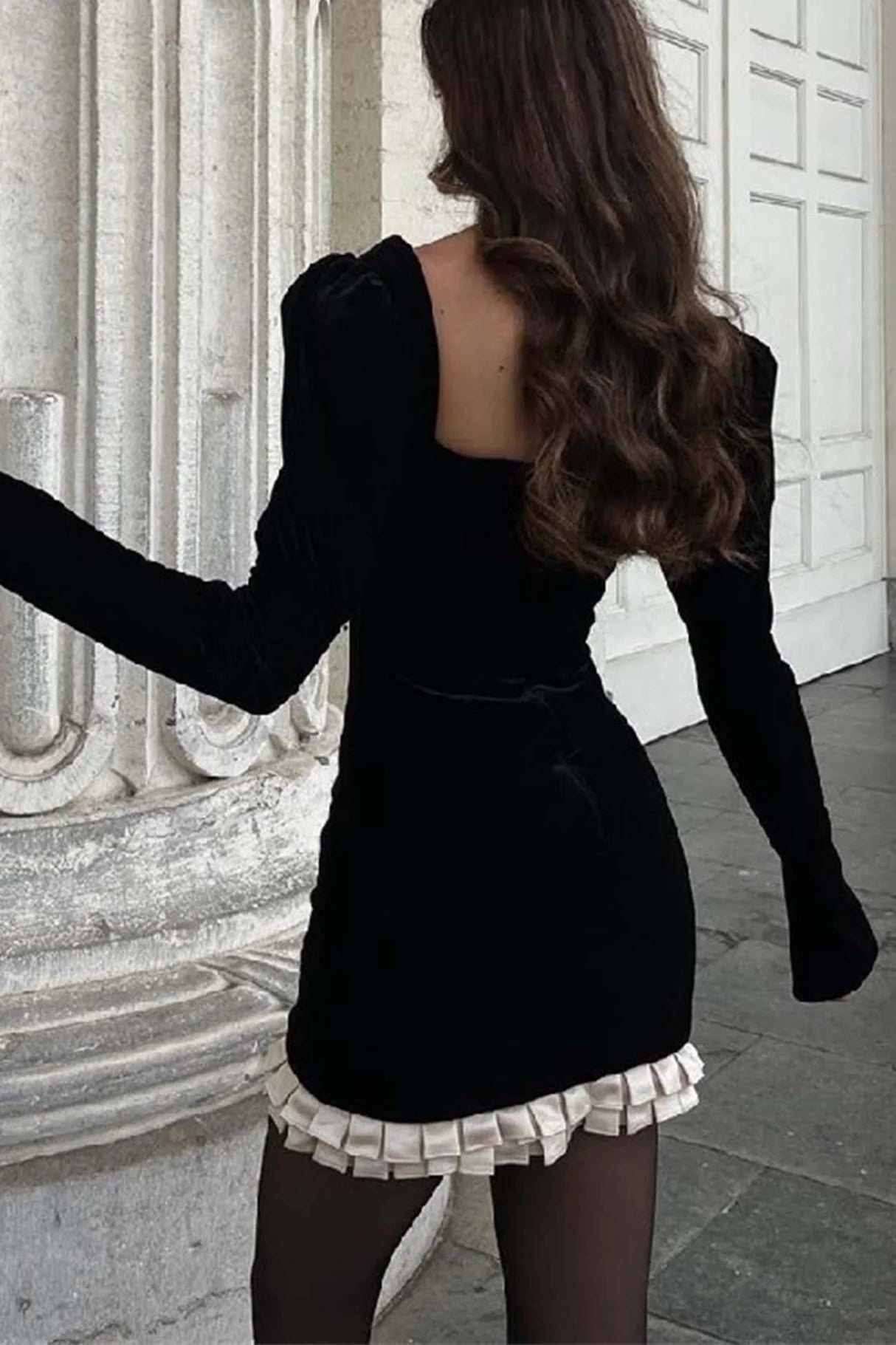 Contrast Patchwork Pleated Bodycon Dresses