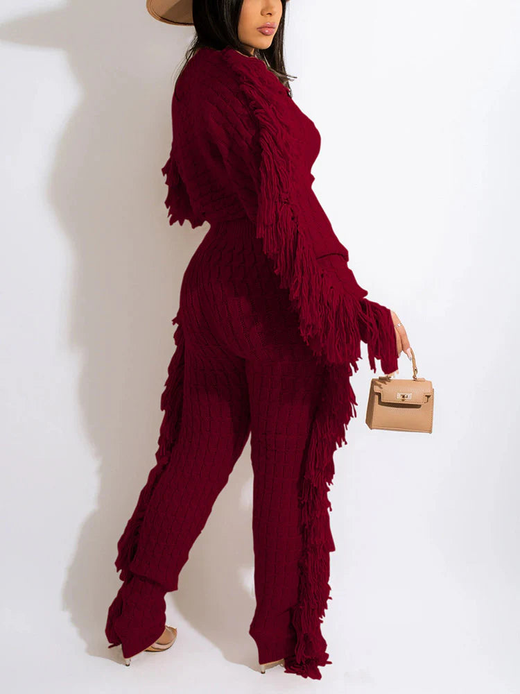 Knitted Tassel Outfit Set