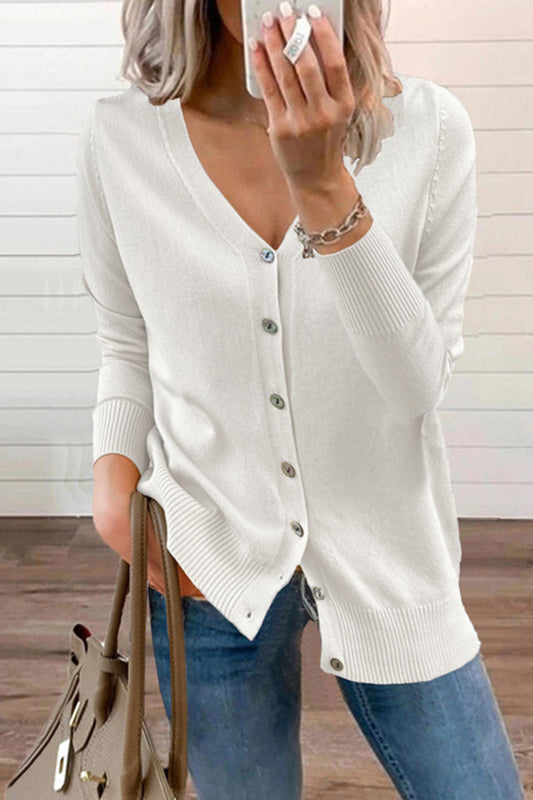 V Neck Button Down Cardigan