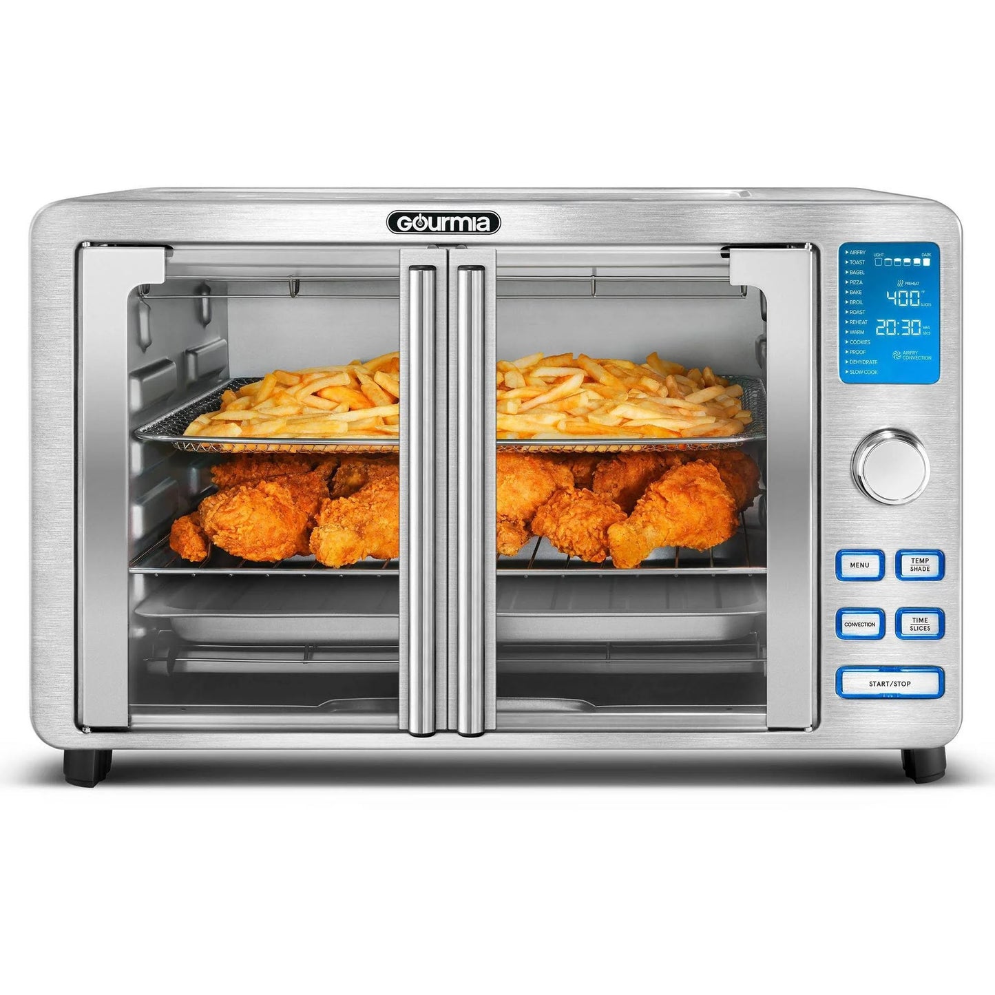 Gourmia 9-slice Digital Air Fryer Oven with 14 One-Touch Cooking Functions and Auto French Doors