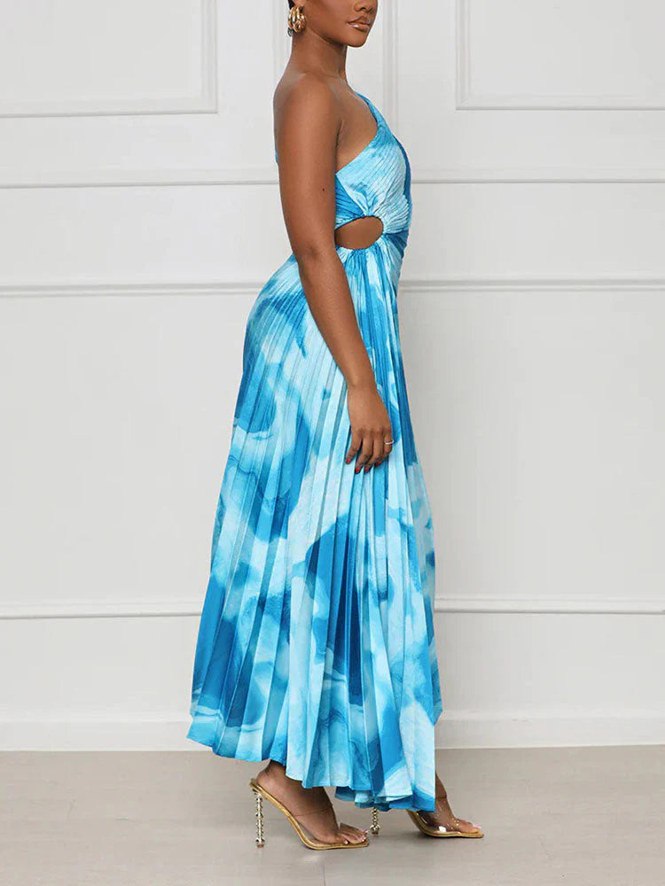 One Shoulder Pleated Dress