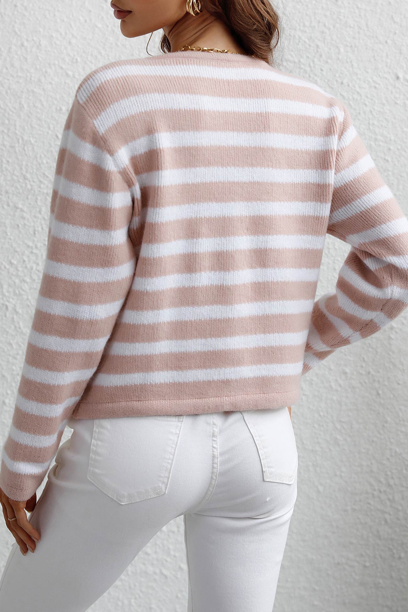 Striped Front With Pocket Cardigan