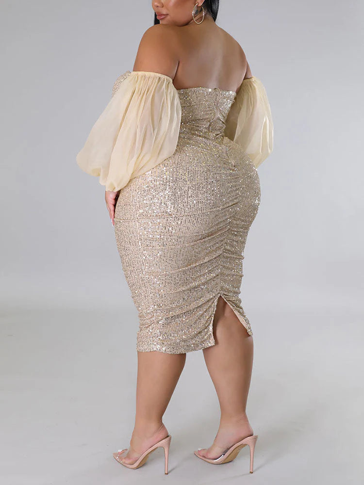 Sequin Tube Midi Holiday Dress