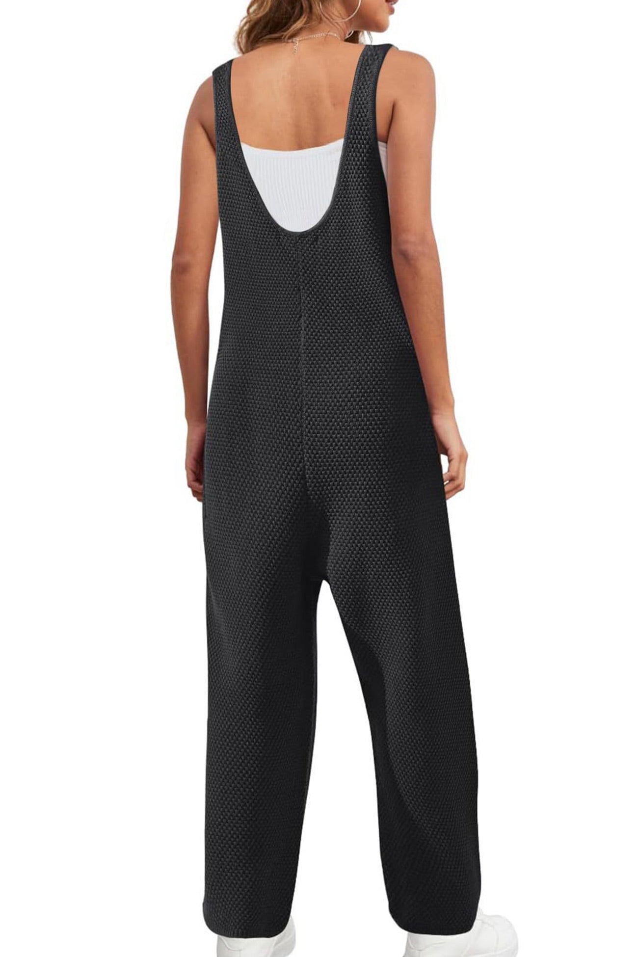 Sleeveless U Neck Dual Pocket Jeans
