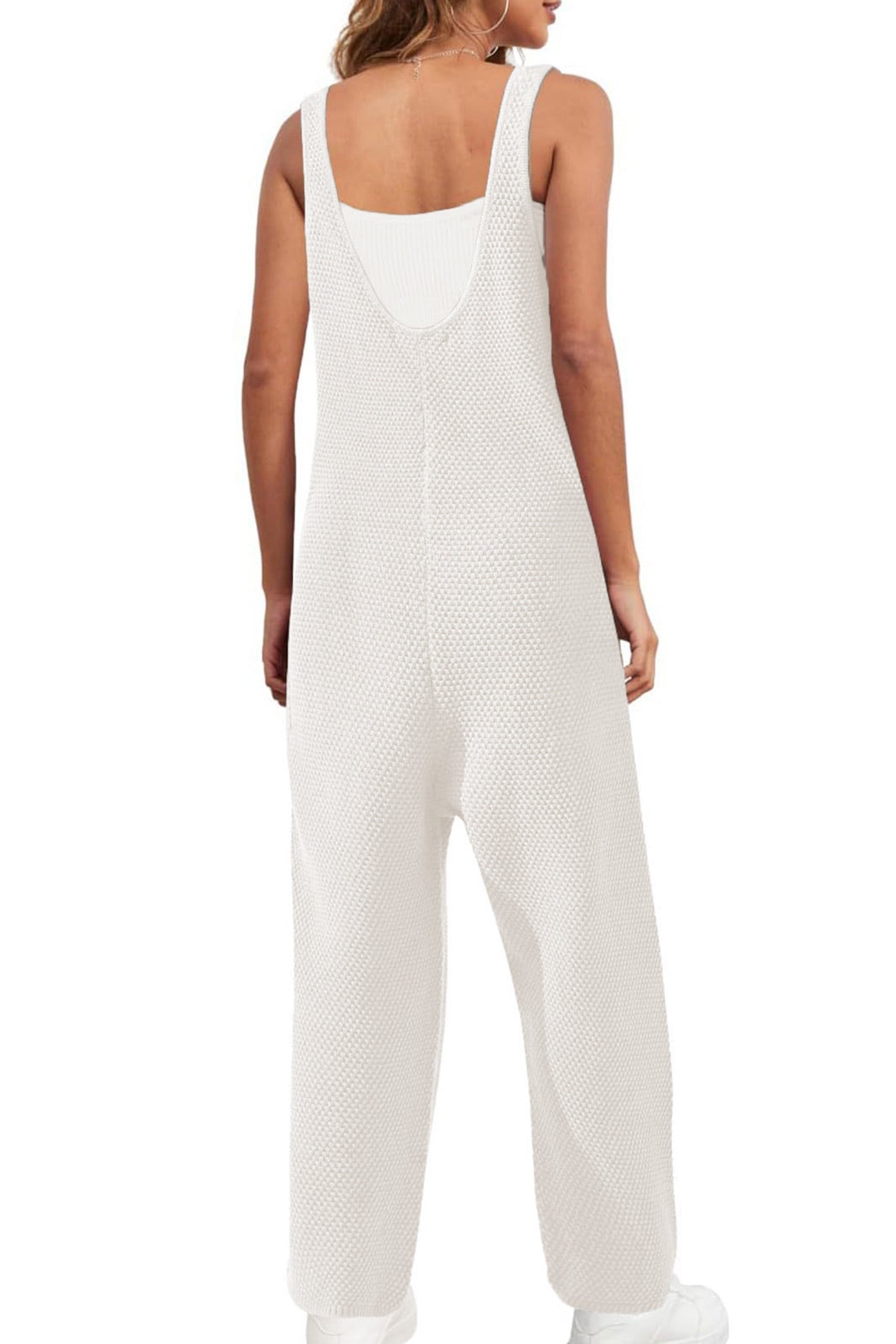 Sleeveless U Neck Dual Pocket Jeans
