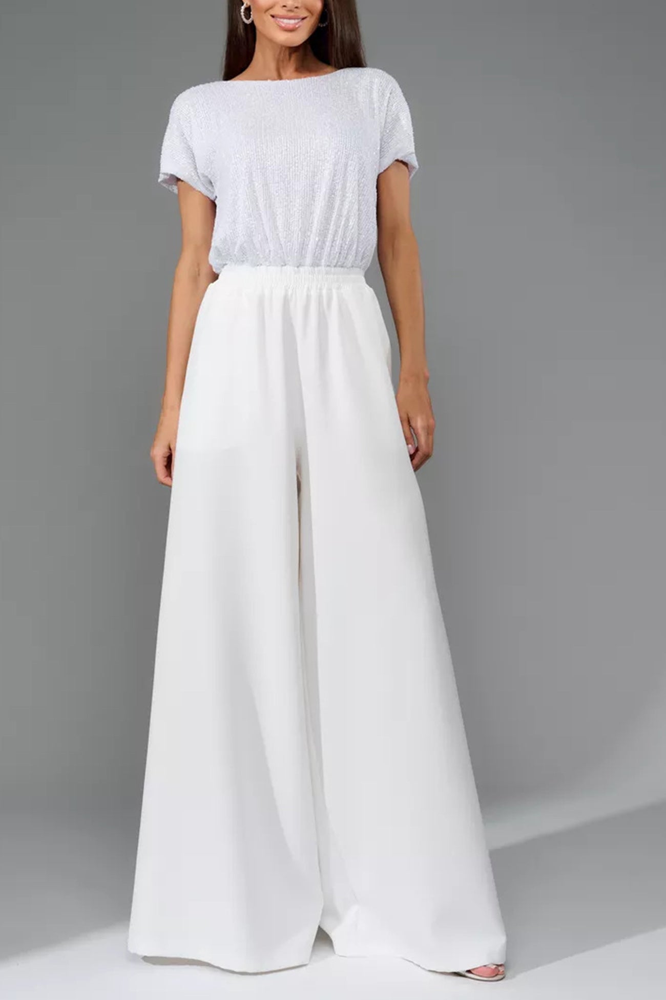 Sequin Patchwork Short Sleeve High Waist Jumpsuits Sets