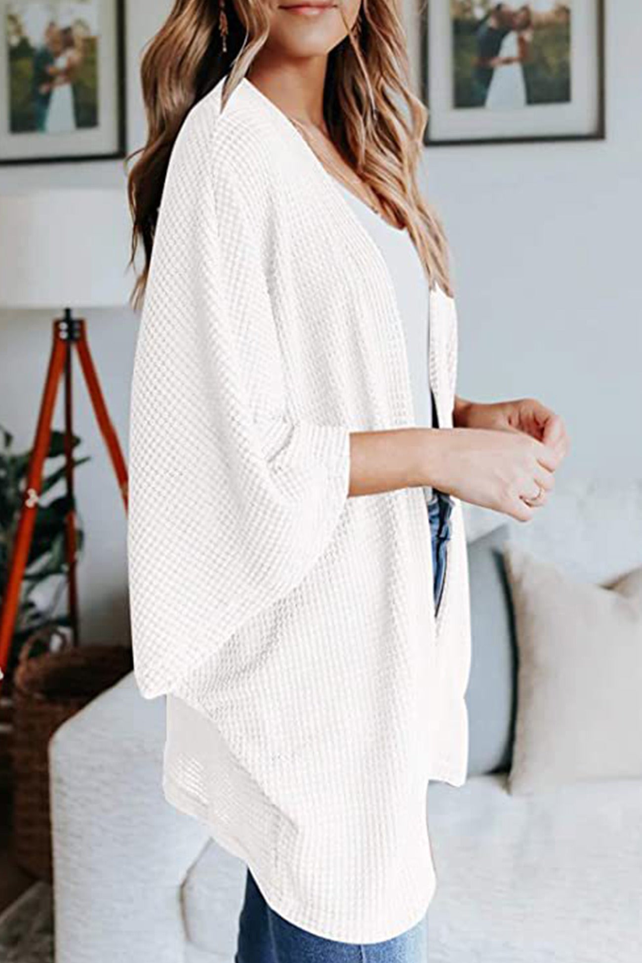 Solid Half Sleeve Wrap Cardigan