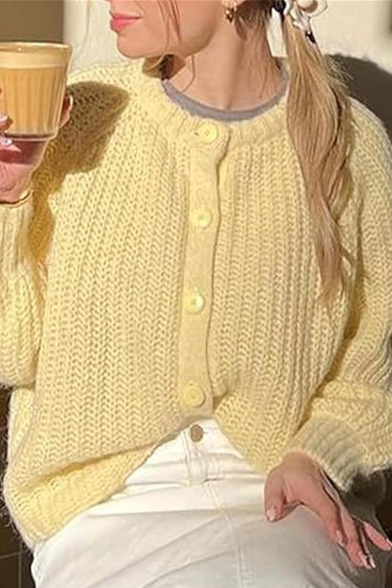 Solid Color Botton Down Cardigan