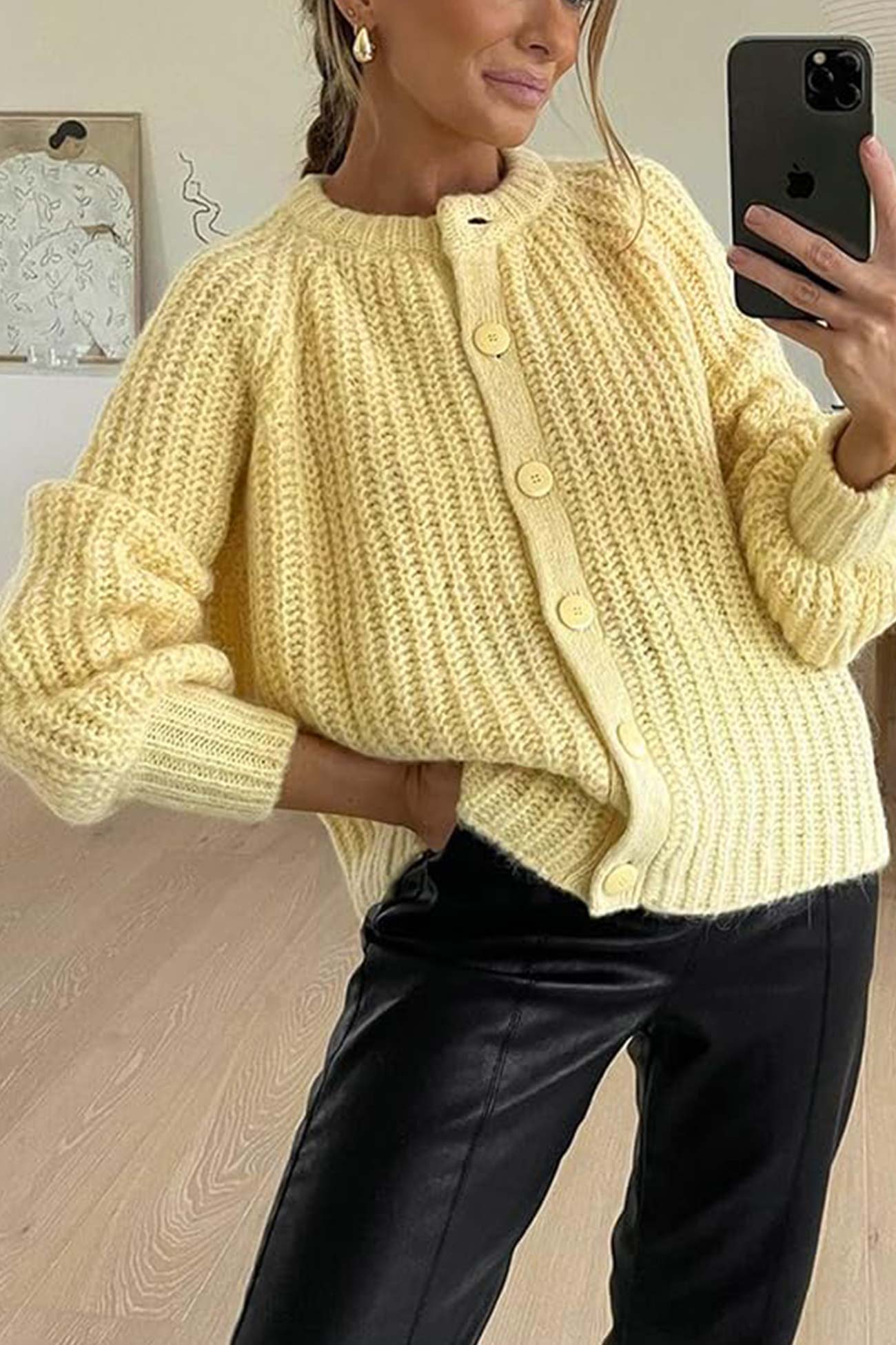 Solid Color Botton Down Cardigan