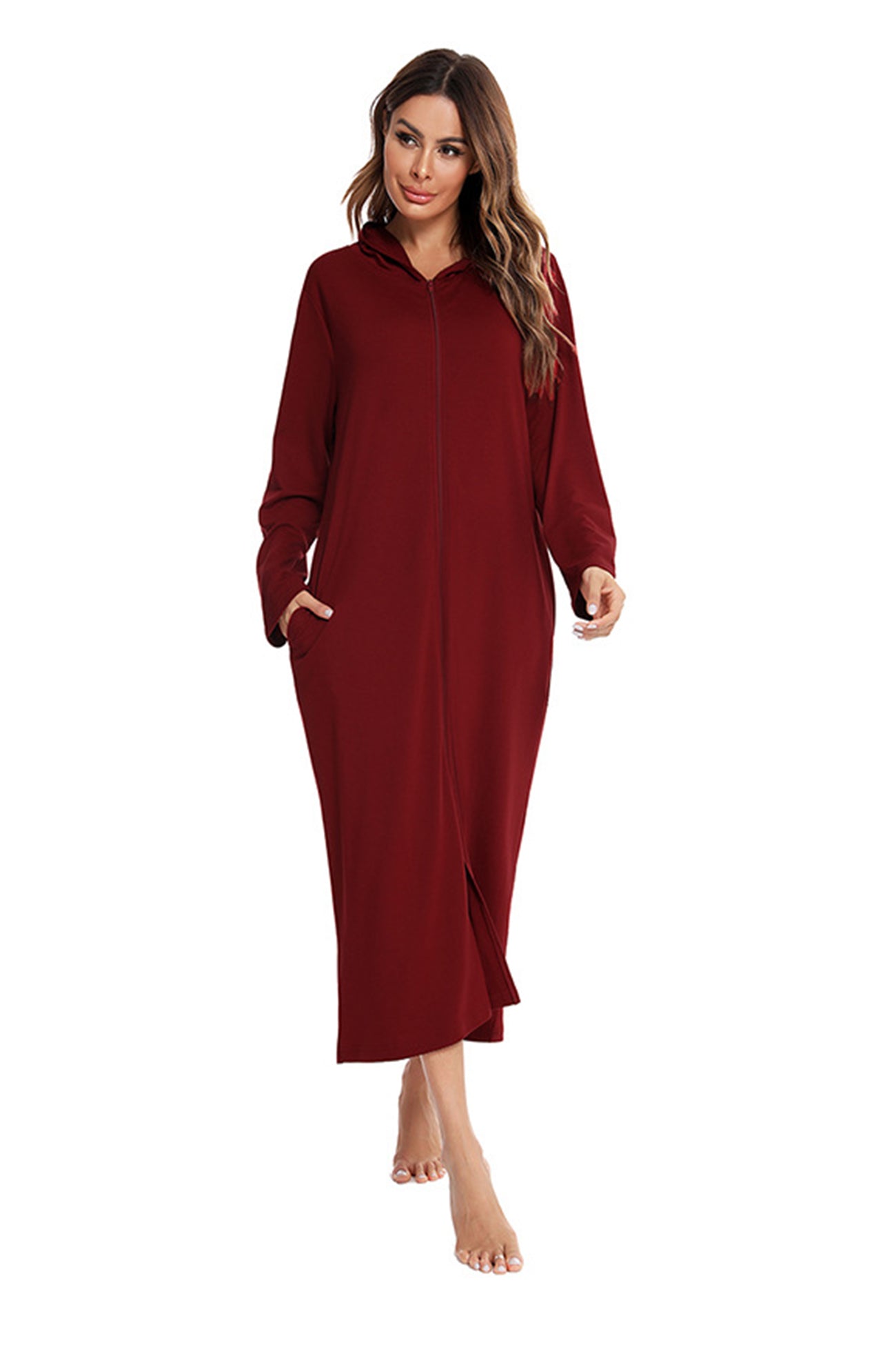 Cotton Long Sleeve Zip-up Hooded Cardigan