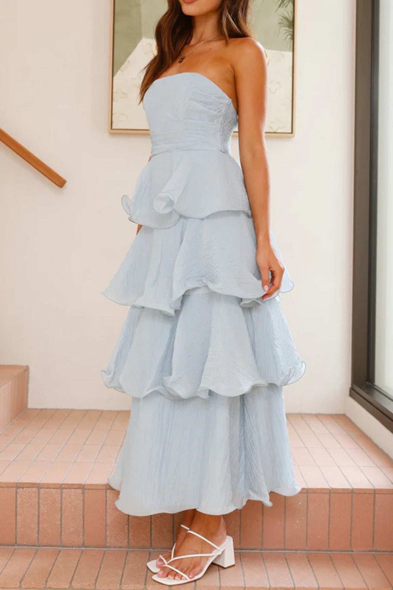 Strapless Sweet Chiffon Tiered Dress