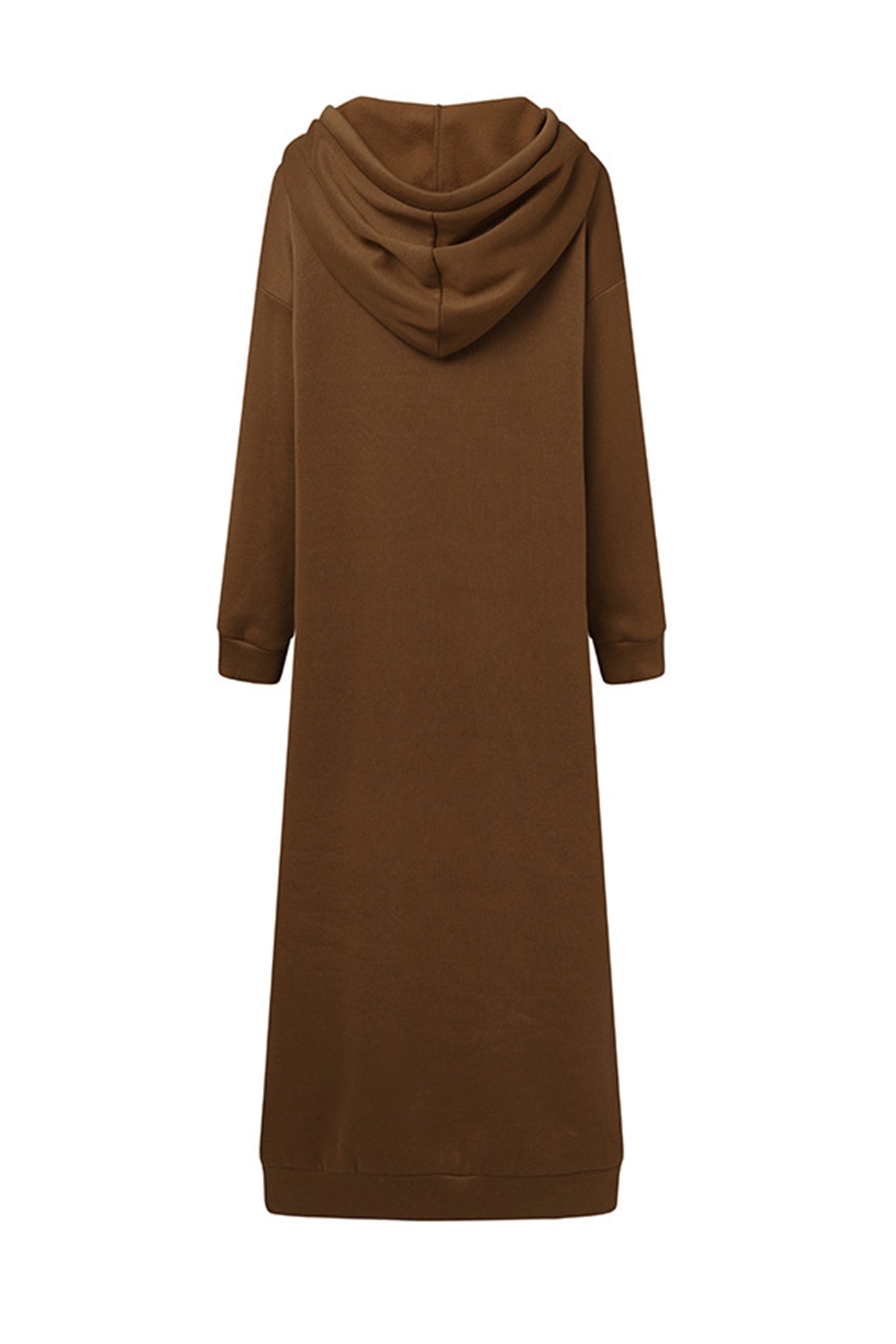Solid Color Zip-up Oversized Long Hoodie Dress