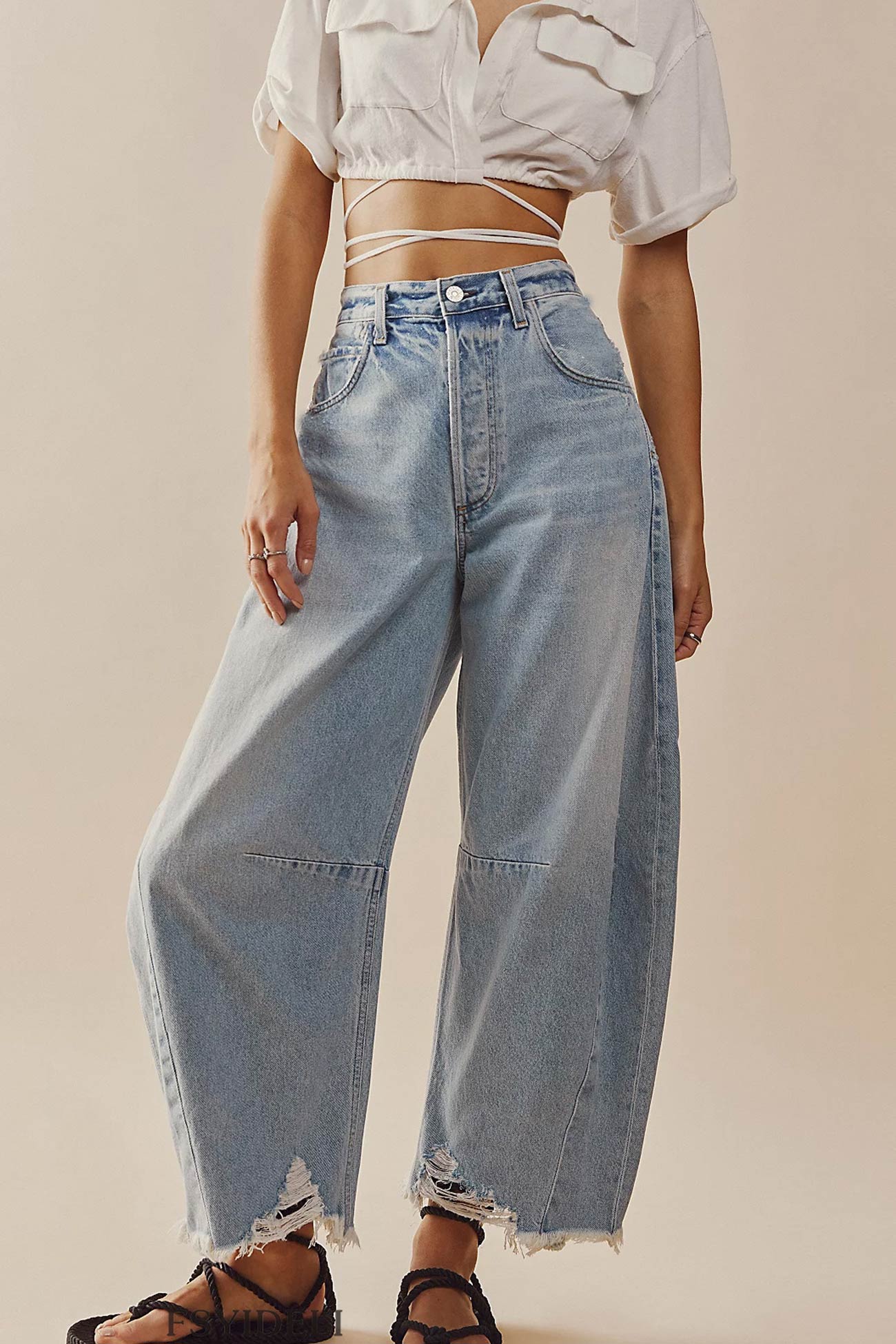 Straight-leg Denim Ninth Pants