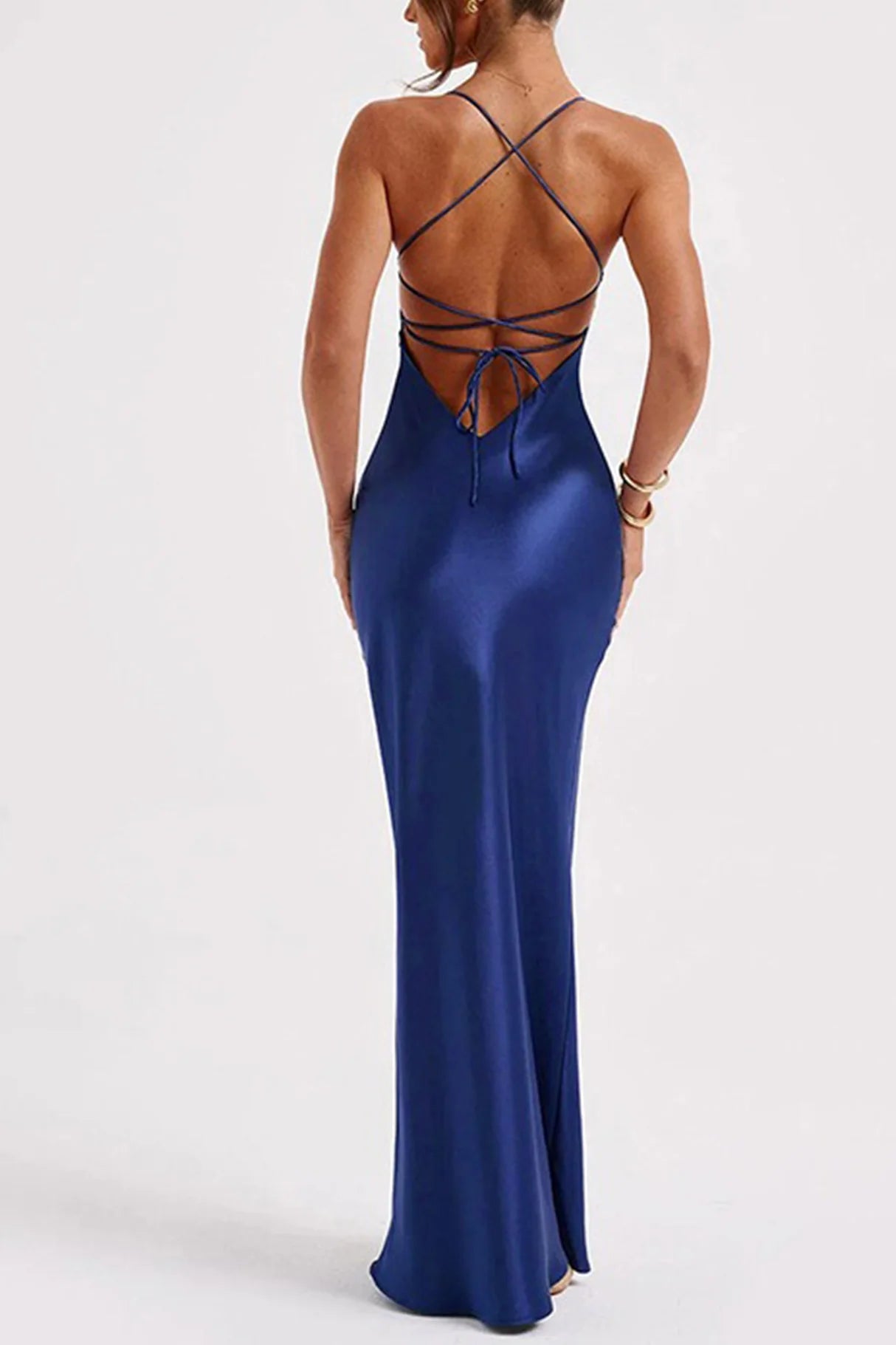 Satin Low Cut Tie-back Cami Dresses
