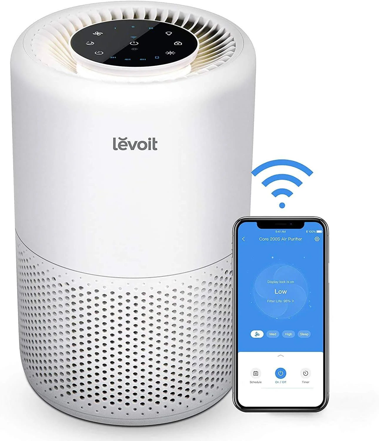 Levoit Air Purifier for Home Large Room, Smart WiFi Alexa Control, HEPA Filter for Allergies, Covers Up to 915 Sq.Foot, 24dB Quiet, Core 200s, White