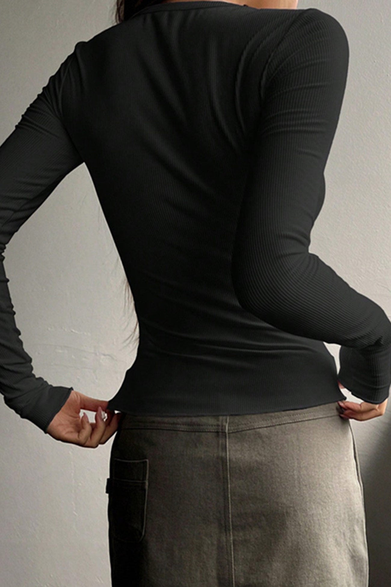 Button-down Slim Fit Ribbed Top