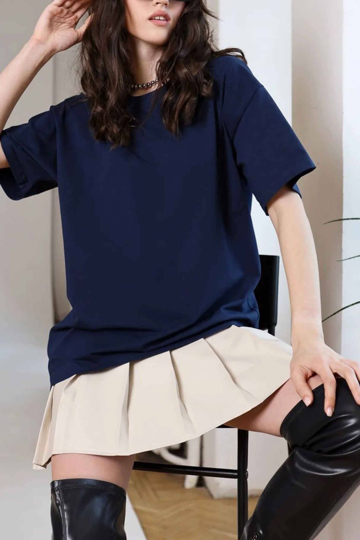 Cotton Solid Loose T-shirt