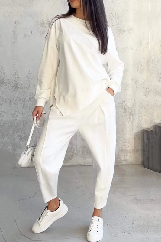 Crew Neck Irregular Hem Sets