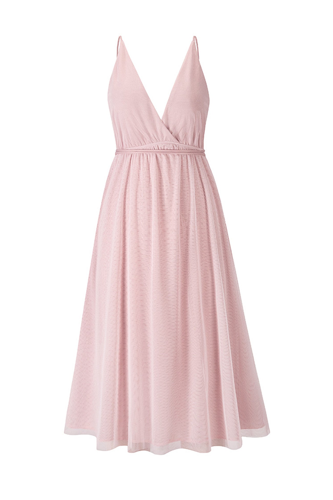 V Neck Mesh Tie Up Cami Dress