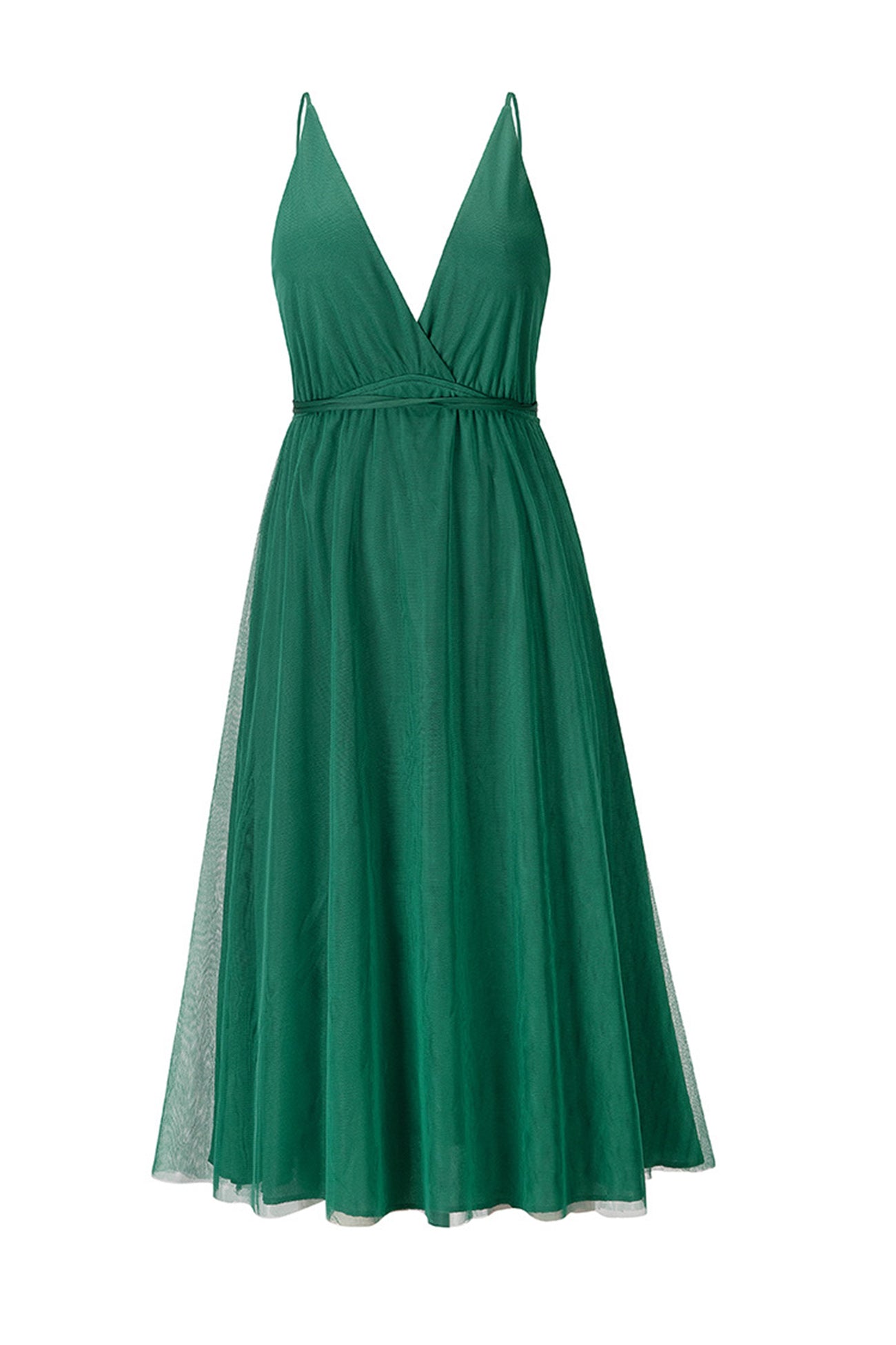 V Neck Mesh Tie Up Cami Dress