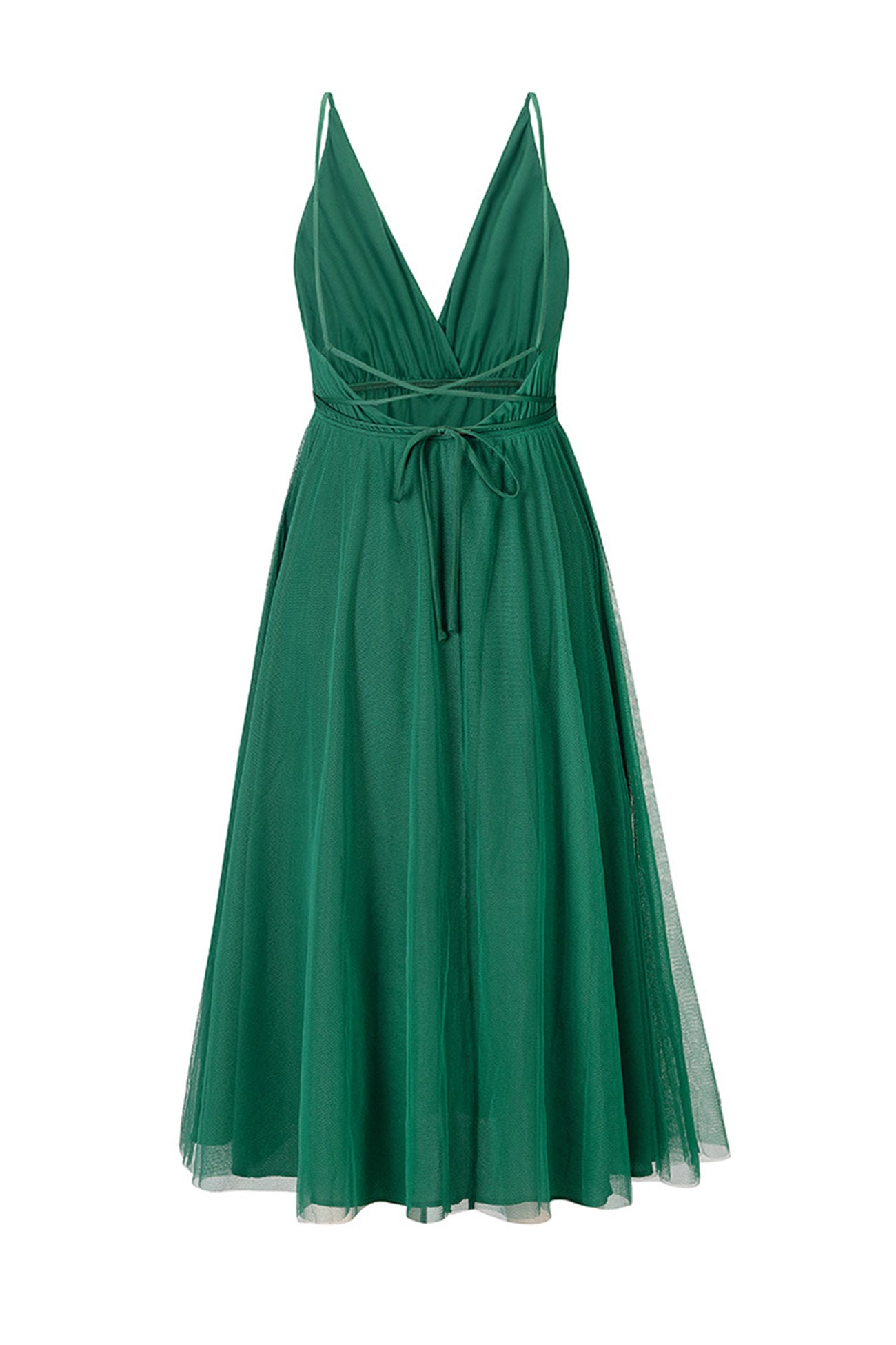 V Neck Mesh Tie Up Cami Dress