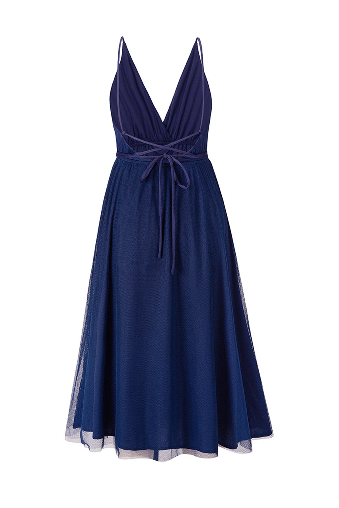 V Neck Mesh Tie Up Cami Dress