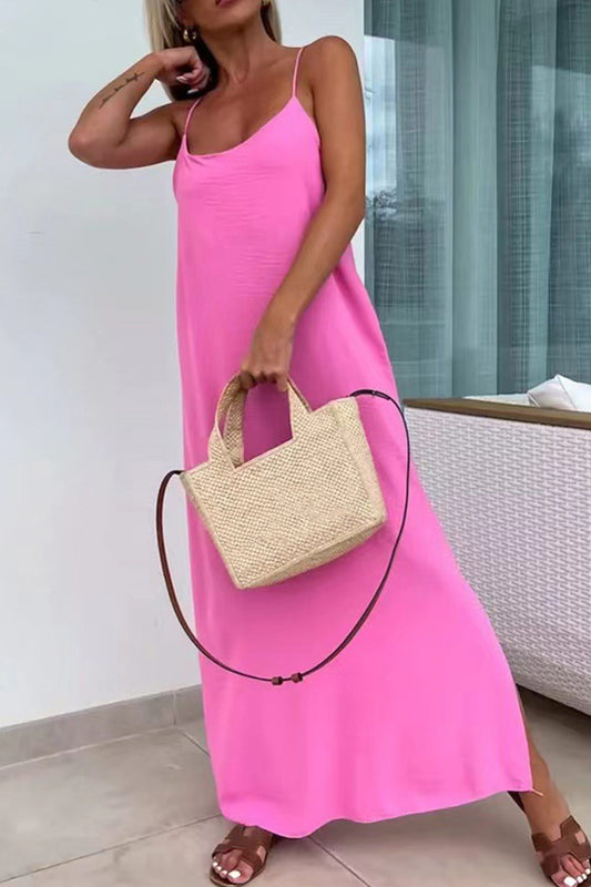 Crisscross Backless Slit Dress