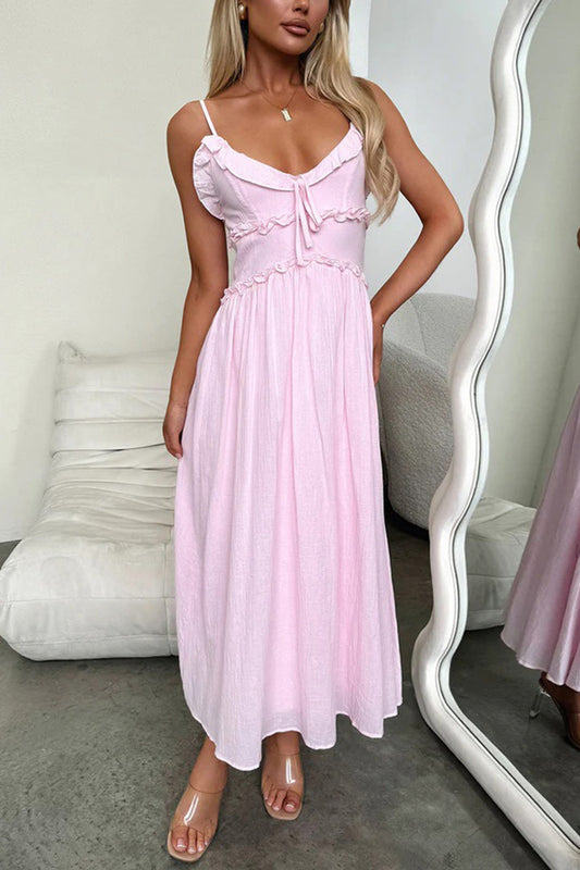 Low Cut Ruffle Cami Mid Dress