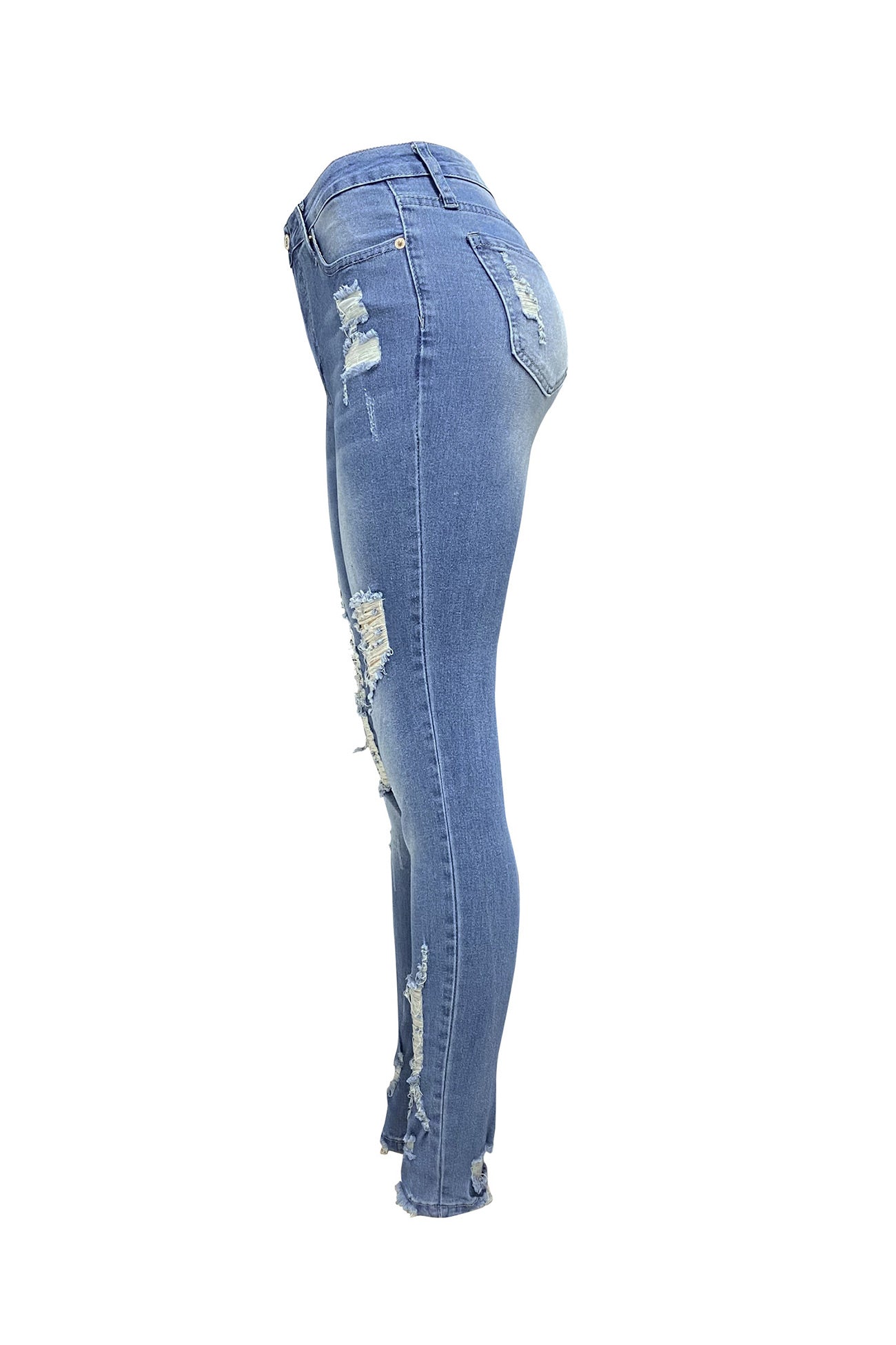 Distressed Mid Rise Bodycon Jeans