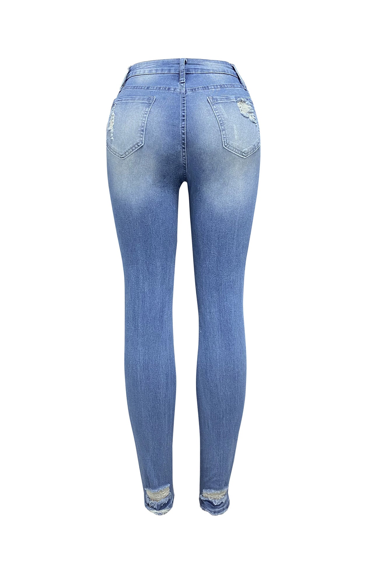Distressed Mid Rise Bodycon Jeans