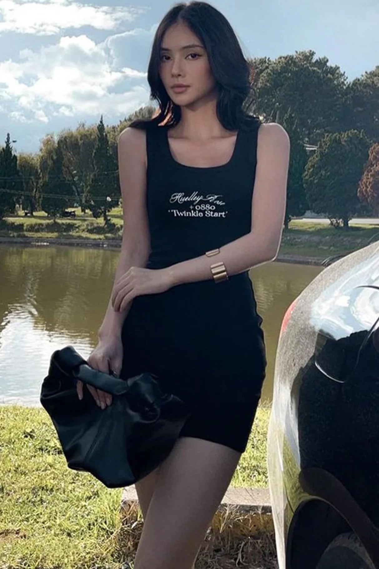 Letter Print Bodycon Tank Dresses