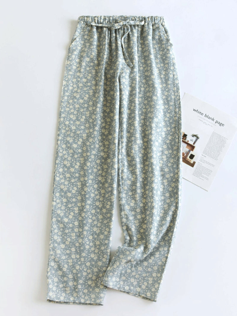Vintage Floral Printed Long Pajama Pants