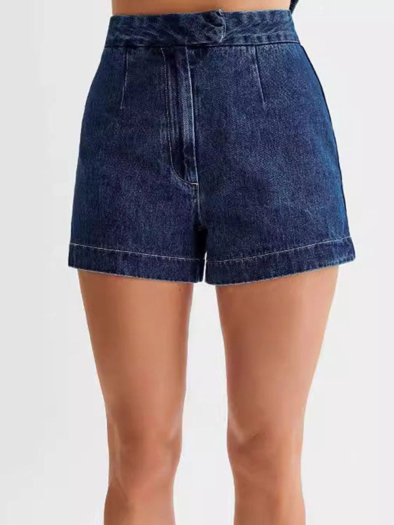 Denim Button Up Top Shorts Set