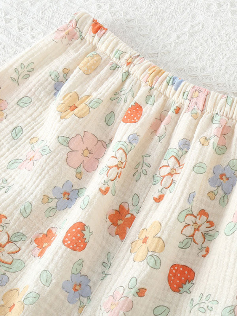 Floral Ruffle Trim Sleeveless Pajama Set