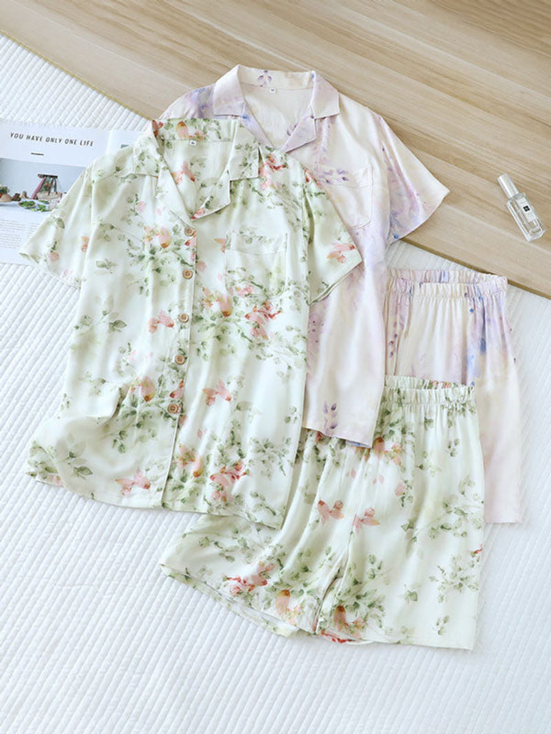 Printed Short Sleeve Women Pajama Set