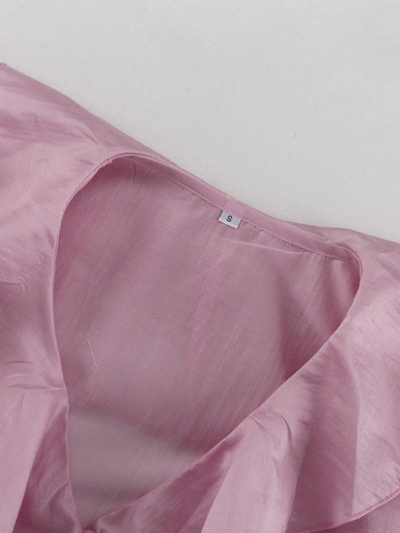 Ruffle Long Sleeve Pink Shirt