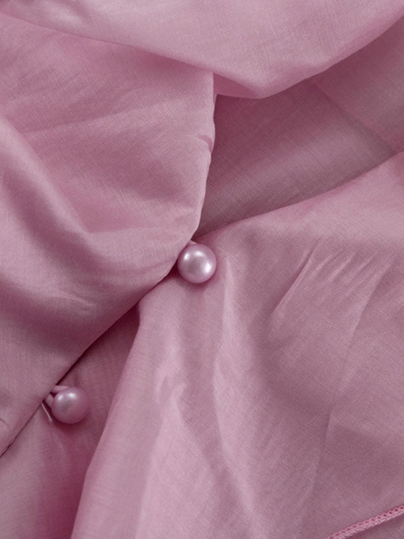 Ruffle Long Sleeve Pink Shirt