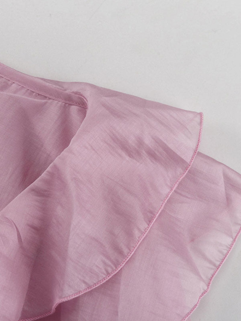 Ruffle Long Sleeve Pink Shirt
