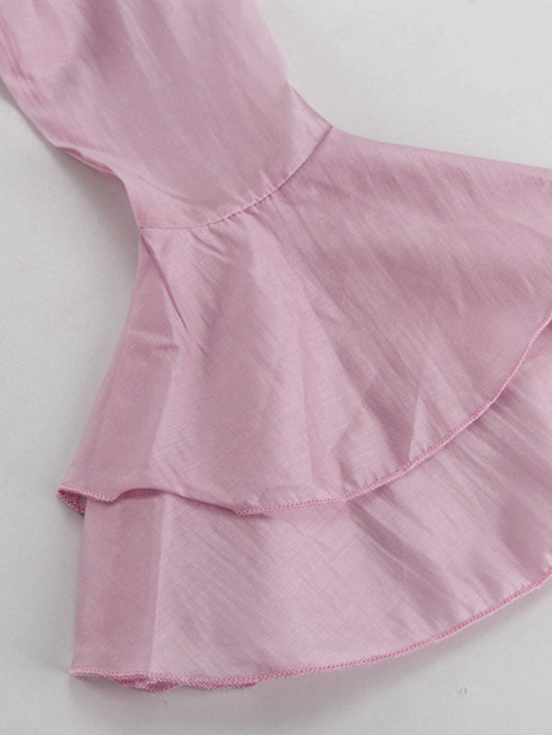 Ruffle Long Sleeve Pink Shirt