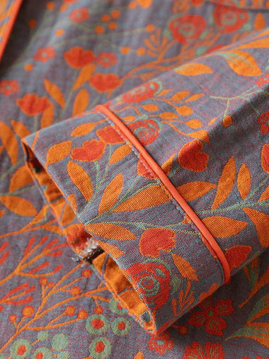 2Pcs Vintage Floral Printed Cotton Pajamas