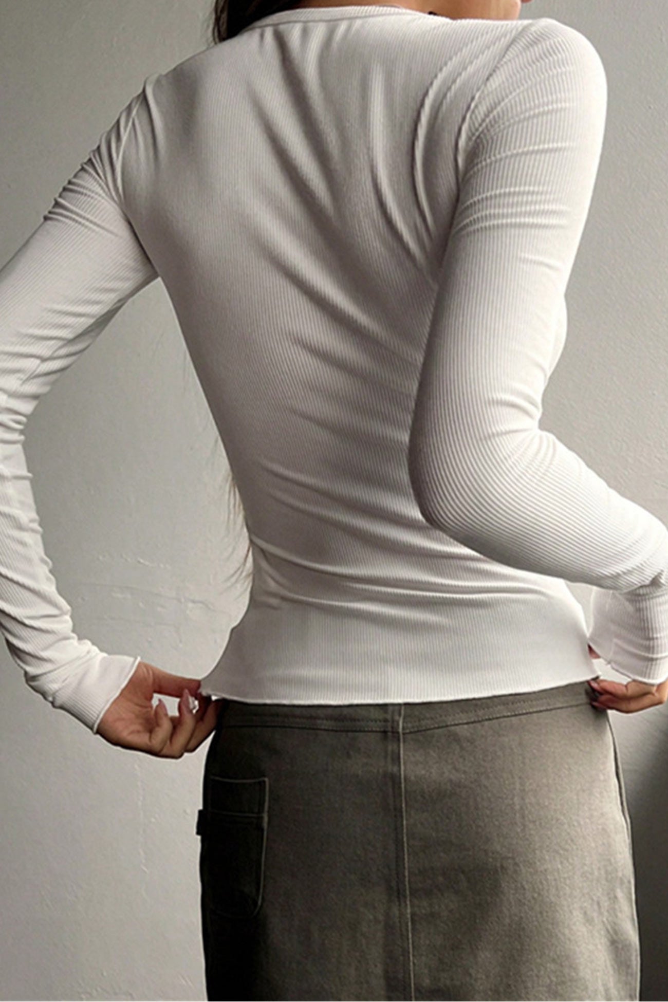 Button-down Slim Fit Ribbed Top