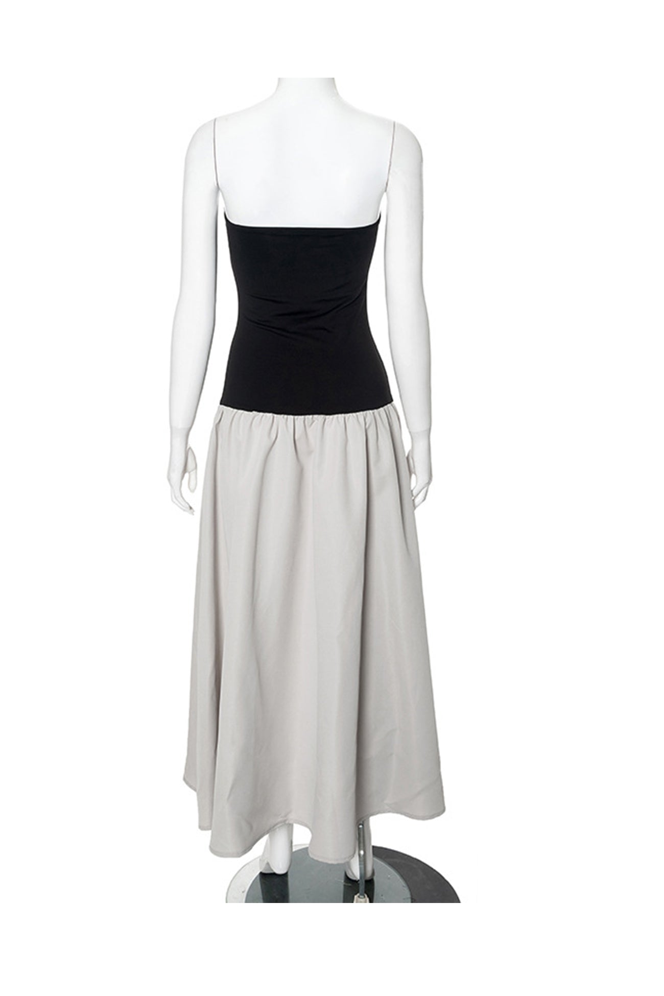 Contrast Strapless Ruched Dress