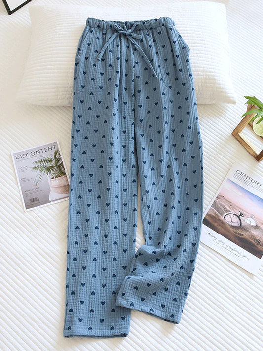 Ossaso Cotton Hearts Printed Long Pajama Pants