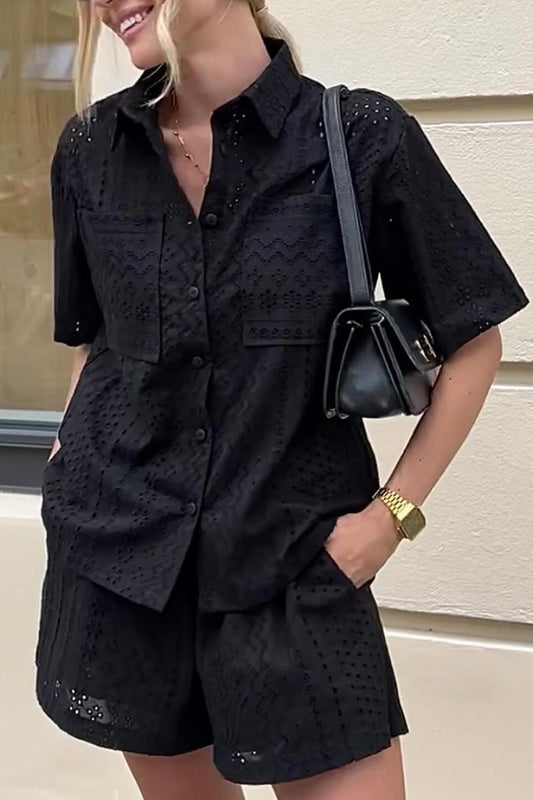 Jacquard Hollow Out Shirt Suits